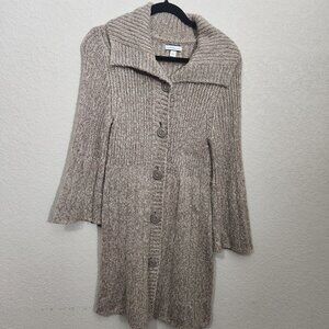 Croft & Barrow Cardigan Sweater Size M Ribbed Knit Button-Up Beige Cottagecore